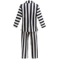 thumbnail image 2 of Beetle Movie Juice Cosplay Costume Halloween Black and White Striped Jacket Shirt Pant Set, 2 of 7