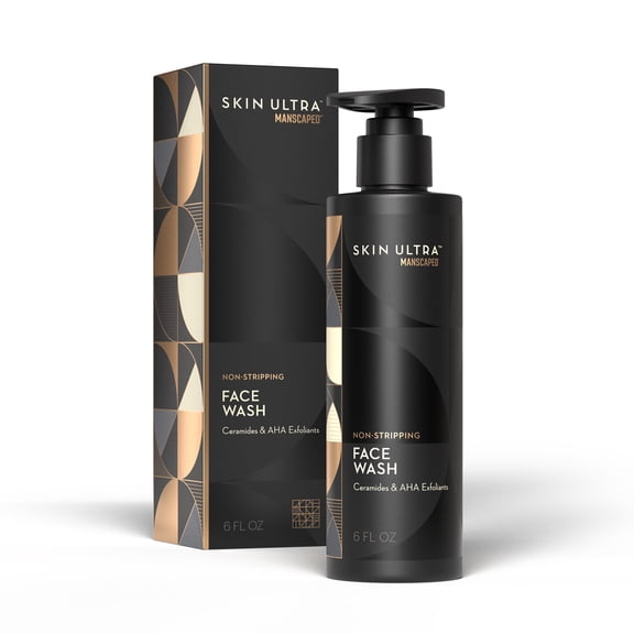 MANSCAPED® Skin Ultra™ Face Wash - Men's Exfoliating Facial Cleanser Enriched with Ceramides for Hydrated Skin, 6 fl oz