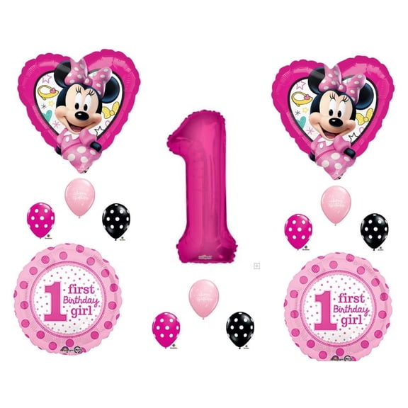 Minnie Mouse Happy Helpers 1st Birthday Party Balloons Decoration Supplies First
