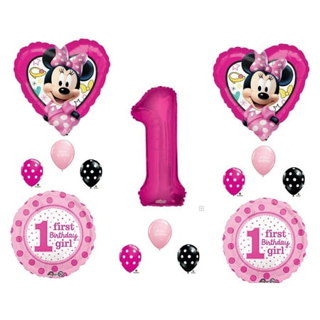 Minnie Mouse Happy Helpers 1st Birthday Party Balloons Decoration