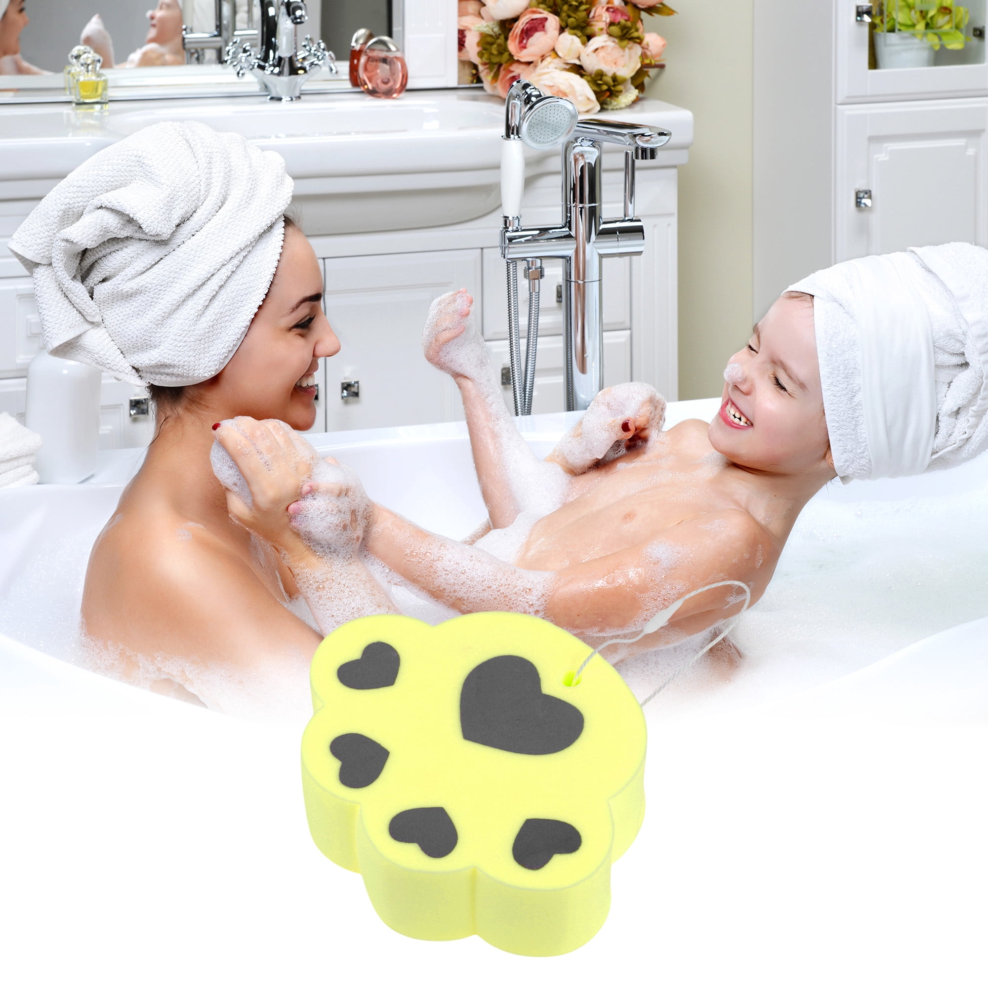 Unique Bargains Cat Claw Bath Sponge Body Scrubber 1 Pc Yellow