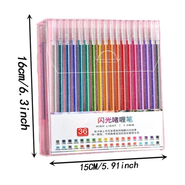 Juego de bolígrafos de gel con purpurina para oficina y papelería, colores con purpurina, para colorear libros, dibujar, suministros de arte, bolígrafo flash de 5 ml