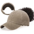 thumbnail image 2 of Backless Ponytail Baseball Caps for Women Curly Hair Hats Adjustable Cotton Sun Visor Cap Messy Bun Ponytail Cap, 2 of 4