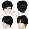 Phocas Men's Wigs Short Black Straight Human Hair Wigs Mens Wigs Real