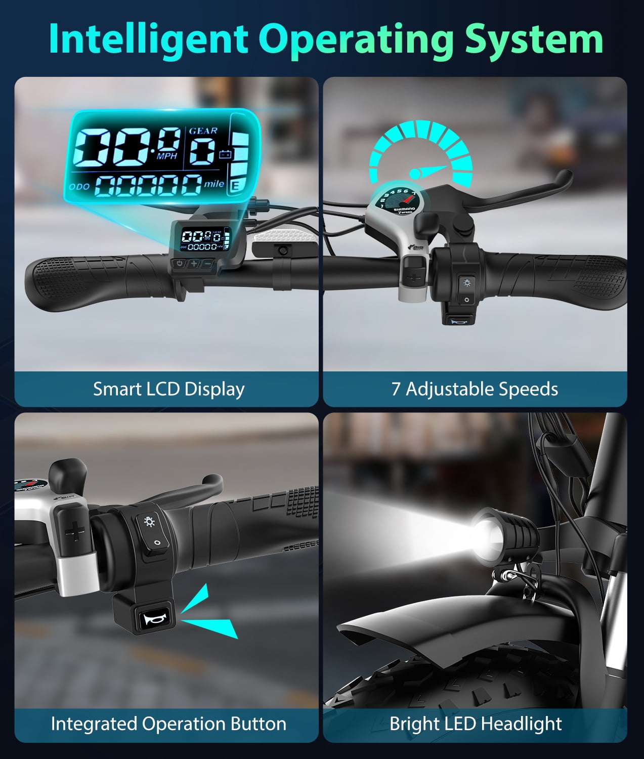 Electric Bikes For Adults [with Password Lock],1000W 20MPH Up to 45 Miles Electric Bicycles, 48V 624WH Removable Battery,20"*4.0" Fat Tire E-Bike,7-Speed（UL 2849）