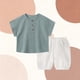 thumbnail image 4 of Conjuntos de blusas y camisas de cuello redondo y manga corta para niño, camiseta informal con capucha de manga corta de color liso, conjunto de algodón para niños, 4 of 5