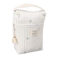 thumbnail image 3 of Bonita bolsa de pañales con estampado bordado y acolchado, de algodón, para cochecito de bebé, con cremallera, para biberones, toallitas, chupete y hojas., 3 of 14