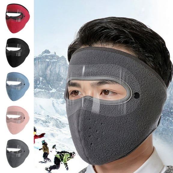 Nsxcdh Winter Warm Windproof Mask with Clear Eye Window Full Protection,Soft Polyester,Washable for Ski Cycling Hiking,Winter