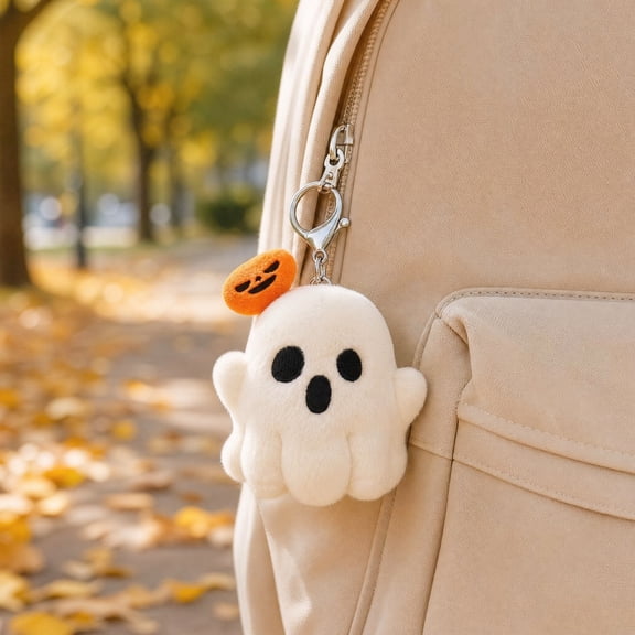 Cute Ghost Keychain Soft Stuffed Doll Pendant, Bag Charms Pumpkin Mini Cartoon Keyring Accent, Purse Charms for Backpack Daily Decoration