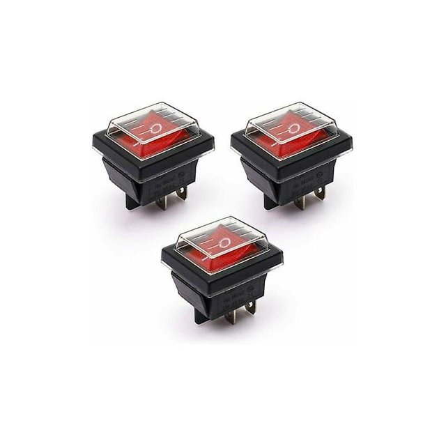 Interruptor basculante de encendido/apagado de luz roja de 3 piezas con cubierta impermeable 16A/250V CA (DPST)