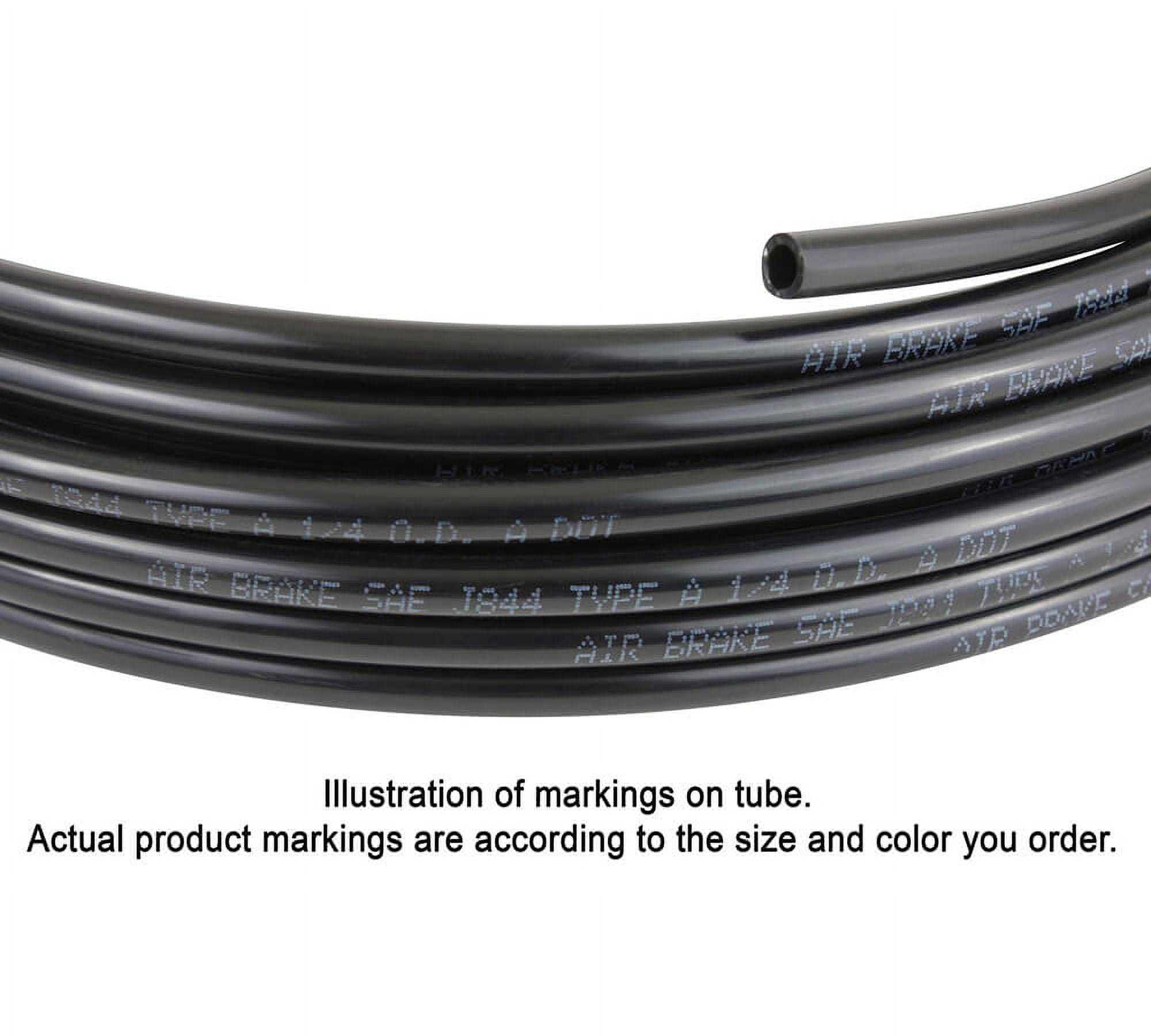 3/16" OD x 50' SAE J844 Black Nylon Air Brake Tubing DOT Compliant - Pneumatic Nylon Air Line Hose for Air Brake System