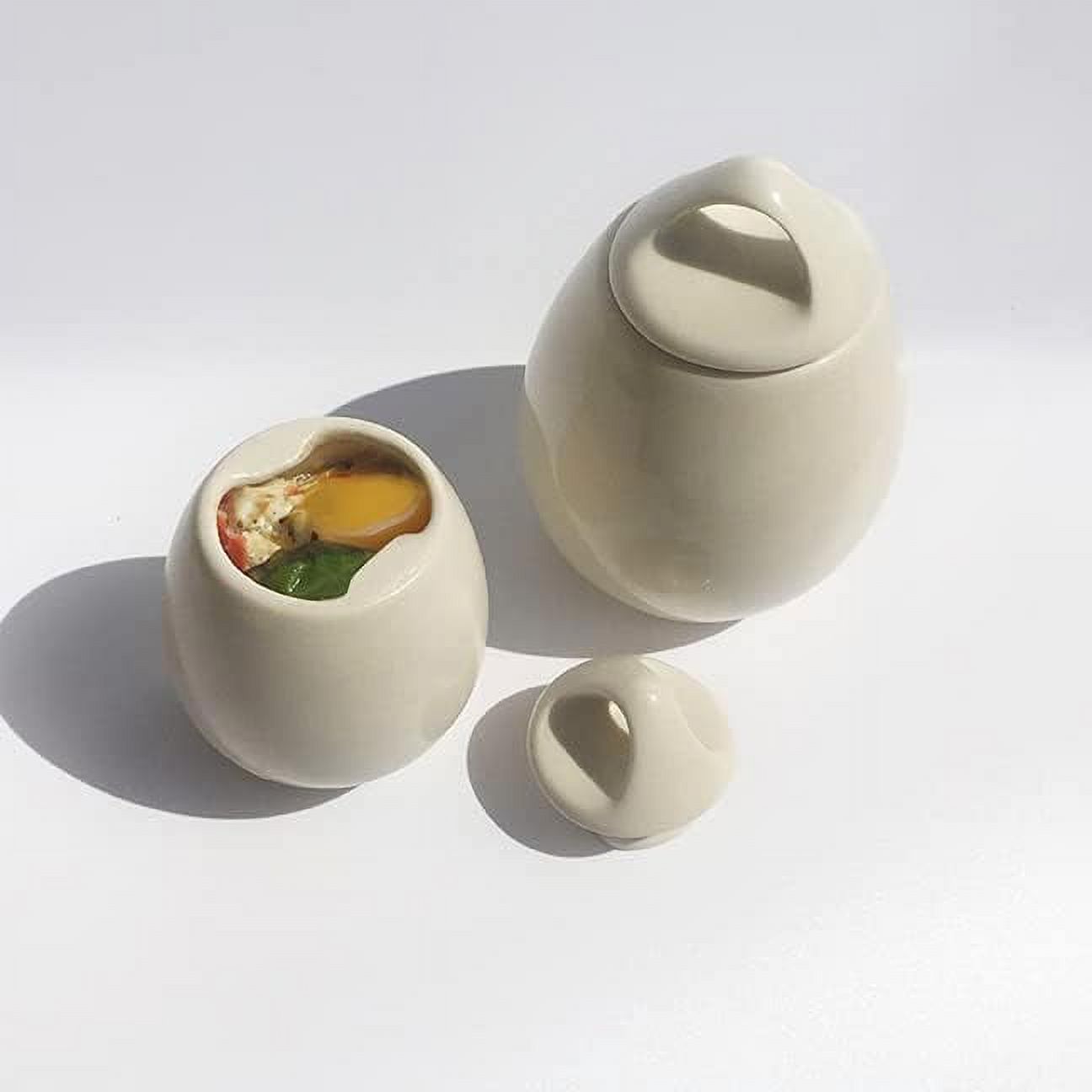 AggCoddler - Scandinavian Stoneware Egg Coddler with Simple Screw Lid - Updated Minimalist Design Egg Poacher Cooker for Quick and Easy Breakfast or Elegant Display - Made in the EU (Sussi (Tall))