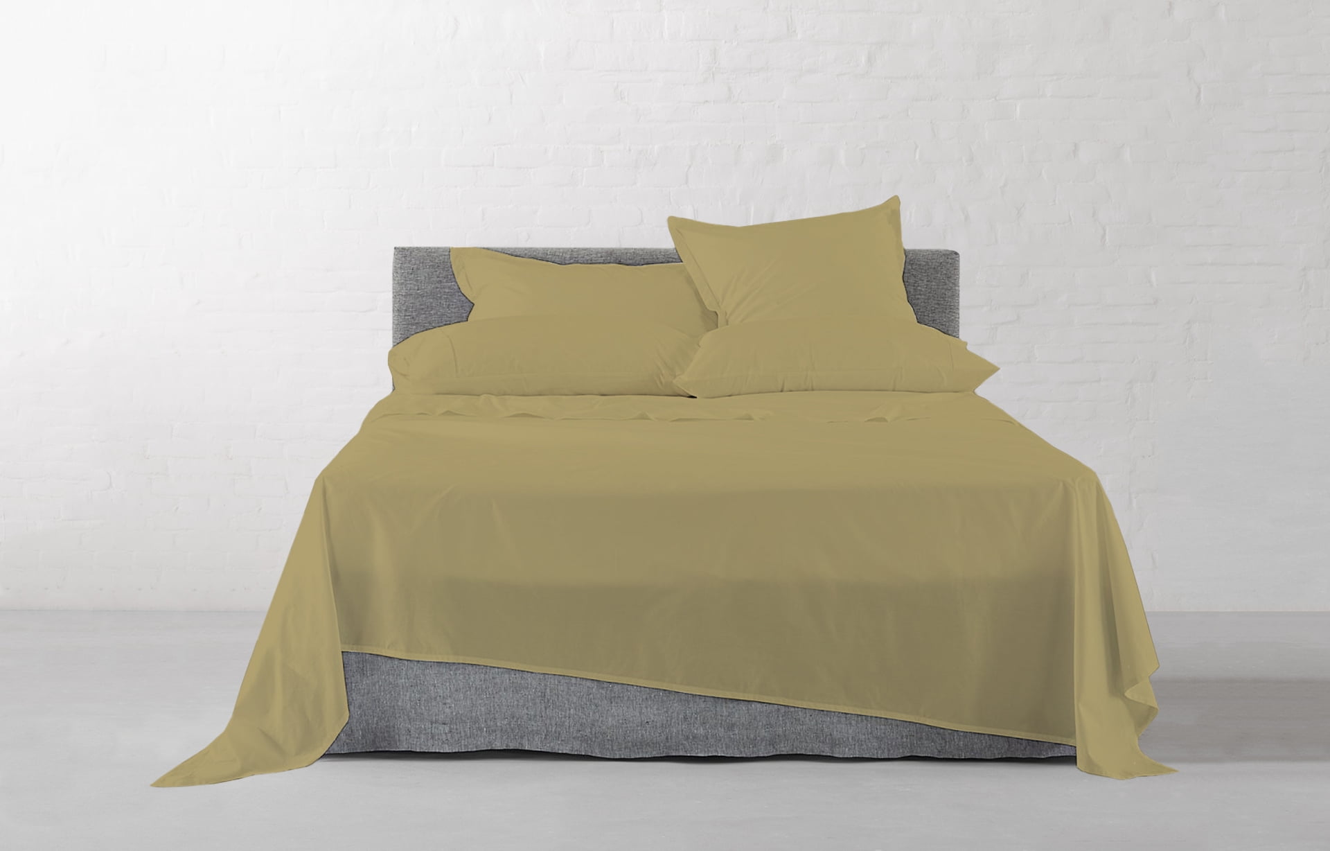 A1HC 100% Organic Cotton Flat Sheet 300 TC, Wrinkle Resistant Soft Lustrous Sateen Weave Sheets, Queen 105" x 96", Sand