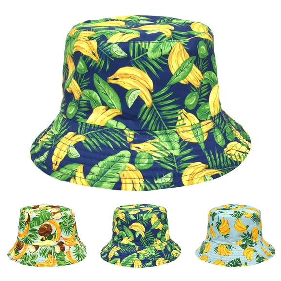 Helii Banana Print Bucket Hat for Women Men, Summer Outdoor Sun Protection Fisherman Hat Trucker Hat Sun Hat Cowboy Hat