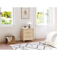 thumbnail image 5 of Wirrytor Natural Wood 3 Drawer Dresser with Fluted Panel, Modern Nightstand Storage Chest with Gold Handles & Solid Wood Legs, Anti-Tip Bedroom Dresser for Living Room Entryway Hallway, 5 of 15