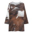 thumbnail image 3 of Cow Hide Brown & White Loose Dress Evening Dress Summer Dresses for Women Luxury Dress Long Sleeved Dress, 3 of 4