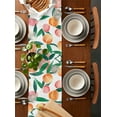 thumbnail image 2 of Table Runner Dresser Scarves 72 Inch Long, Pink Orange Peach Watercolor Fruit Linen Dining Table Runners Green Leaf Foliage on White Tabletop Scarf for Wedding Holiday Party Kitchen, 2 of 7