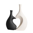 thumbnail image 4 of Juego de jarrones de cerámica, jarrón decorativo, jarrón artificial, porta flores secas, flor Blanco negro, 4 of 9