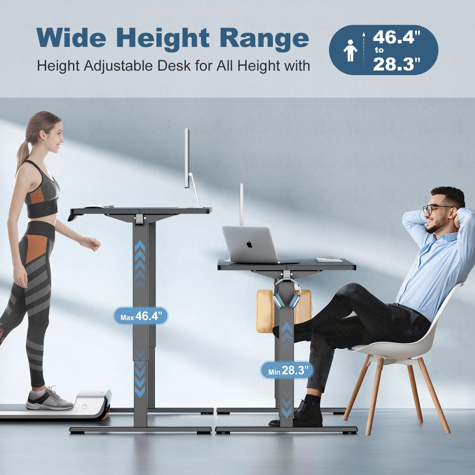 Kelno 40" Electric Standing Desk Height Adjustable Sit-Stand Desk with 3 Memory Presets Splice Desktop, Black