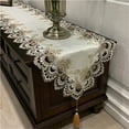 thumbnail image 5 of Nordic Lace Decoration Table Runner Triangle Long Strip Table Cloth for Tv Cabinet Vintage Wedding Table Runner with Tassel, 5 of 7