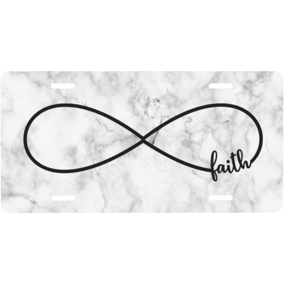 Faith Infinity Infinite Symbol License Plate,Car Front License Plate Cover,Personalized Rustproof Aluminum Car Vanity Tag Decoration,12" X 6"