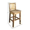 thumbnail image 2 of Glacier Country Collection Barstool w/ Back - Buckskin Upholstery, w/ Laser Engraved Wolf Design, 2 of 11