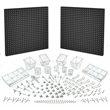 UPC: 0696859995798 | Azar Displays 900988-BLK Black 125-Piece Pegboard Organizer Kit (2 – 24 x24 )