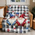 thumbnail image 4 of Gnomes 4th of July Throw Blankets, Patriotic Red Blue Stars Soft Fleece Blanket Decorative for Home Sofa Couch Chair Living Bedroom, 50x60 inches, Black White Plaid, 4 of 8