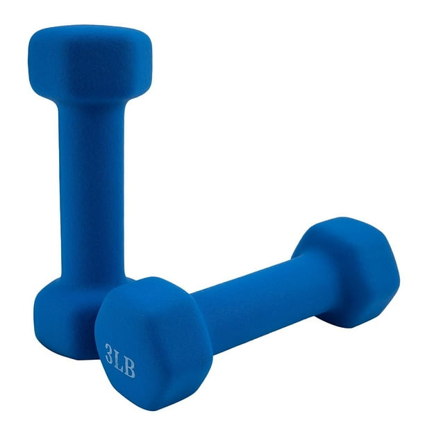Juego de 2 mancuernas de ejercicio físico para gimnasio en casa, pesas sin mano, hexagonales, color azul real, 3 libras