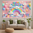 thumbnail image 5 of Happy Birthday Background Banner Balloons Colorful Rainbow Cloud Baby Children's Birthday Party Decoration Background Wall Celebration Photography Props, 5 of 9