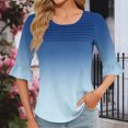 thumbnail image 5 of GERsome Short Sleeve T-Shirts for Women Trendy 3/4 Ruffle Sleeve Crew Neck Loose Fit Shirts Gradient Print Summer Casual Tunic Tops, Sizes S-3XL, 5 of 7
