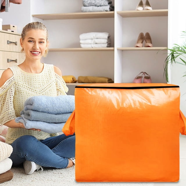 Heavy Duty Storage Bags with Reinforced Handles, Extra Large Moving Bags for Clothes Bedding Toys, Double Zipper Design, Collapsible Organizer for Home Moving Storage