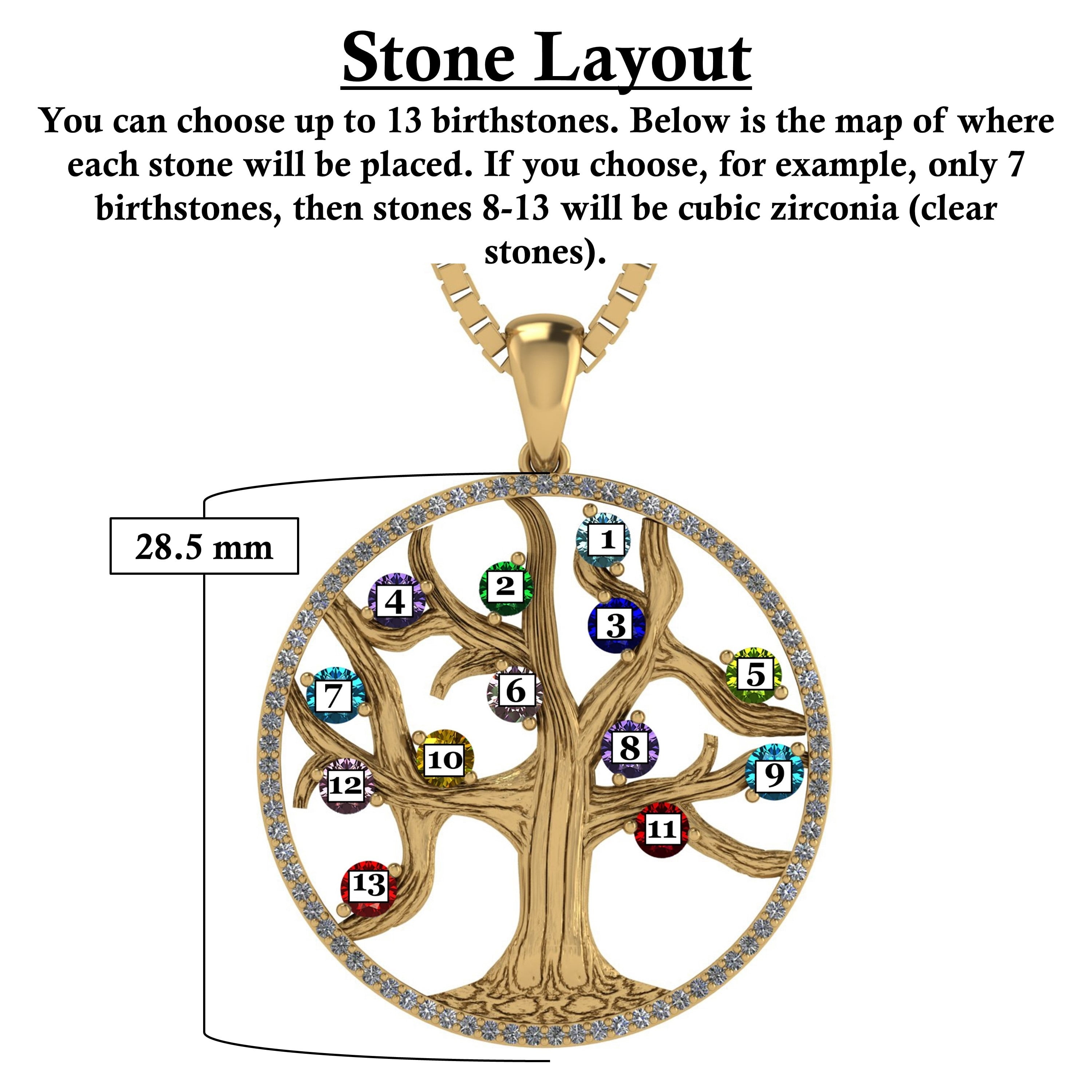 Nana Mothers Tree of Life Birthstone Necklace & CZ Bezel Female Adult in-10k- Yellow Gold - Stone 11