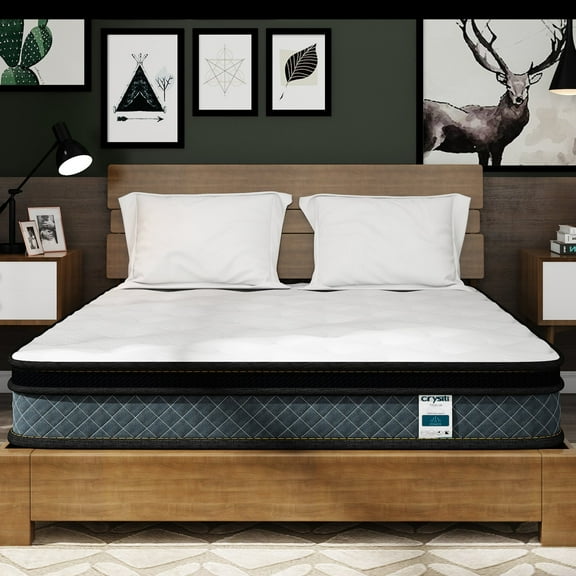 Crystli 10 Inch Gel-Infused Memory Foam Mattress Plush Pillow Top Queen Size Mattress in a Box,CertiPUR-US Certified