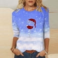 thumbnail image 2 of Timegard Hauts pour Femmes Imprimé de Noël Manches 3/4 Col Rond Blouse Tunique Décontractée Confortable, 2 of 4