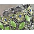 thumbnail image 3 of Antique Floral Green Blue Crystal Rhinestone Yellow Flower Garden Bracelet Bangle Cuff, 3 of 7