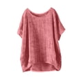 thumbnail image 6 of WOYY Girls Breathable Linen Shirt Loose Fit Short Sleeve Round Neck T-Shirt, Sizes 2-16, 6 of 6