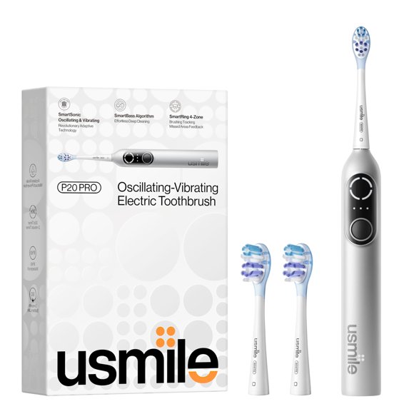usmile P20 PRO Brosse à Dents Électrique Oscillante-Vibrante, Brosse à Dents Électrique pour Adultes, Brosse à Dents Rechargeable de Voyage avec Minuteur, Autonomie de 90 Jours