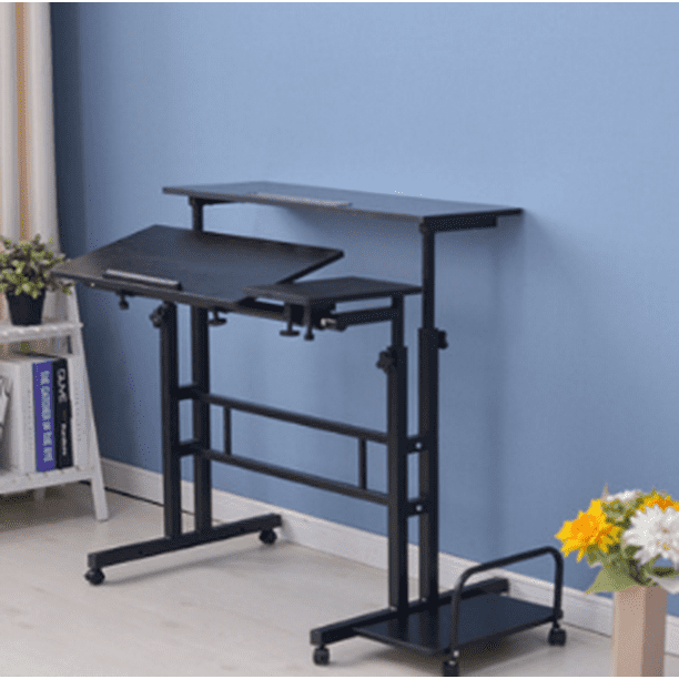 Garosa Mobile Standing Computer Workstation Home Office Desk With Wheels And Host Shelf Walmart Com Walmart Com