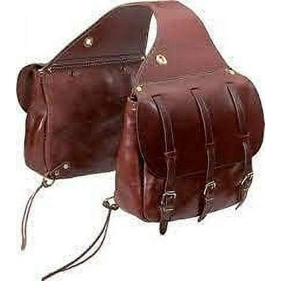 Horse Saddle Bag Cowhide Genuine Leather Western Equestrian Trail Simple Horse Saddle Bag Pack Equipment Horse Saddle Bags Size: 10” L x 10” W x 3 ½” D