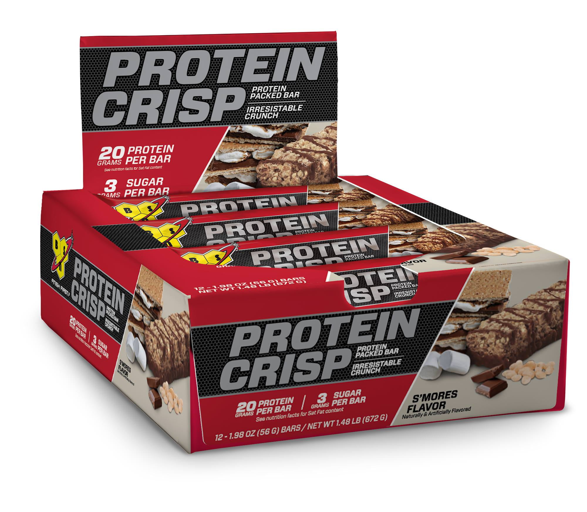 BSN Protein Crisp Protein Bar, S'mores, 12 Ct
