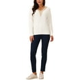thumbnail image 4 of INSPIRE CHIC Women's' Long Sleeve Sweaters Trendy Lace V Neck Knit Drop Shoulder Pullover Sweater Jumper Tops L White, 4 of 5