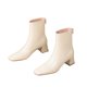 thumbnail image 2 of Teissuly French Squares Head Temperament Short Boots Stretch High Heel Short Boots Chunky Heel Thin Small Leather Boots Back Zipper Short Boots Soft Leather Short Boots Teissuly WER202312144608, 2 of 8