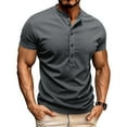 thumbnail image 2 of hotojiny Men's Henley Shirts Classic Fit Stretch Crewneck Muscle T-Shirt Half Button Gym Workout Athletic Top Summer Tees, 2 of 7