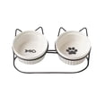 thumbnail image 2 of Cuenco elevado para gatos Yuyangstore Antideslizante extraíble Con soporte de metal Boca oblicua Blanco, 2 of 8