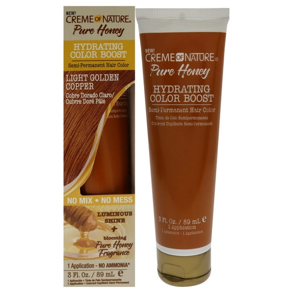 Tinte semipermanente para cabello Pure Honey Hydrating Color Boost, cobre dorado claro, de Creme of Nature, para unisex, 3 oz Creme of Nature Color de pelo 3 oz
