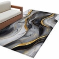 thumbnail image 2 of 3x5 Washable Area Rug, Abstract Marble Non-Slip Rectangle Rug for Living Room Bedroom, Gold Texture Modern Black Simple Style Indoor Low Pile Floor Mat for Home Decor, 2 of 9
