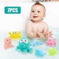 thumbnail image 2 of Muyoka Juguetes de baño para bebés 7 piezas Animales Baño Squirters Juego de juguetes Educativos tempranos Juguete de cuerda flotante Desarrollo sensorial Bañera Ducha Juguetes para niños pequeños Beb Muyoka Hogar, 2 of 7