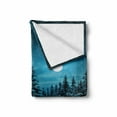 thumbnail image 2 of Night Soft Flannel Fleece Throw Blanket, Tranquil Blue Moon in Woods Covered Snow Serene Winter View Scene, Cozy Plush for Indoor and Outdoor Use, 50" x 60", Turquoise Teal White, by Ambesonne, 2 of 6