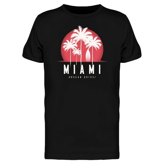 Miami Ocean Drive Palm Trees Tee Men's -Image by Shutterstock
